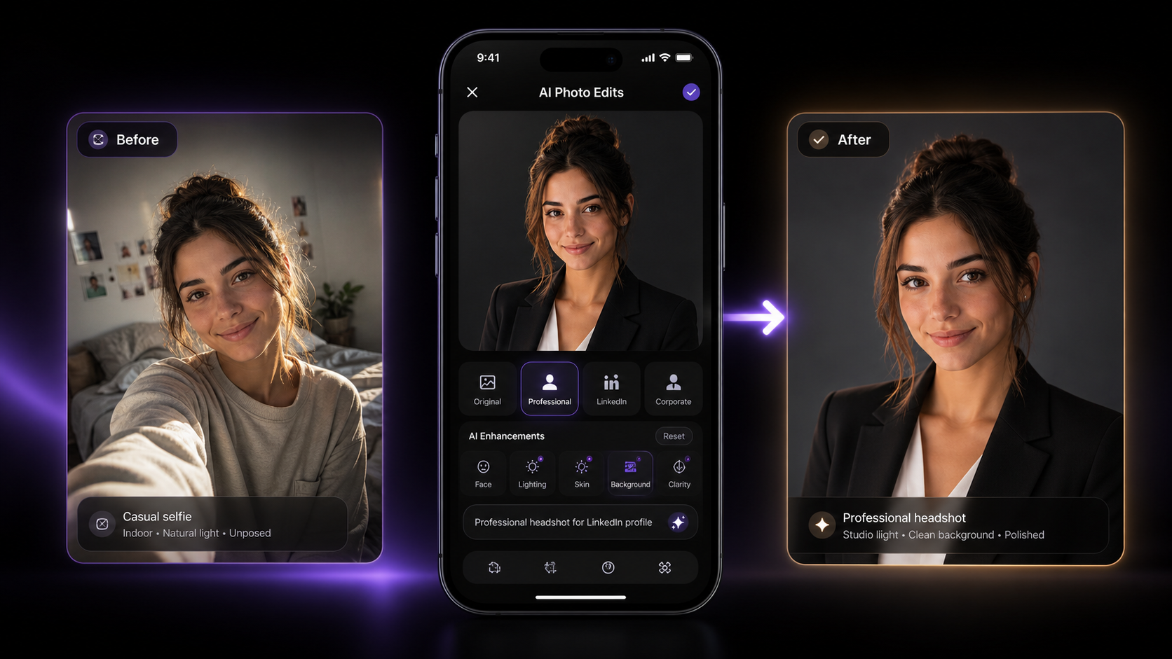 ChatMore transforms a casual photo into a polished profile image